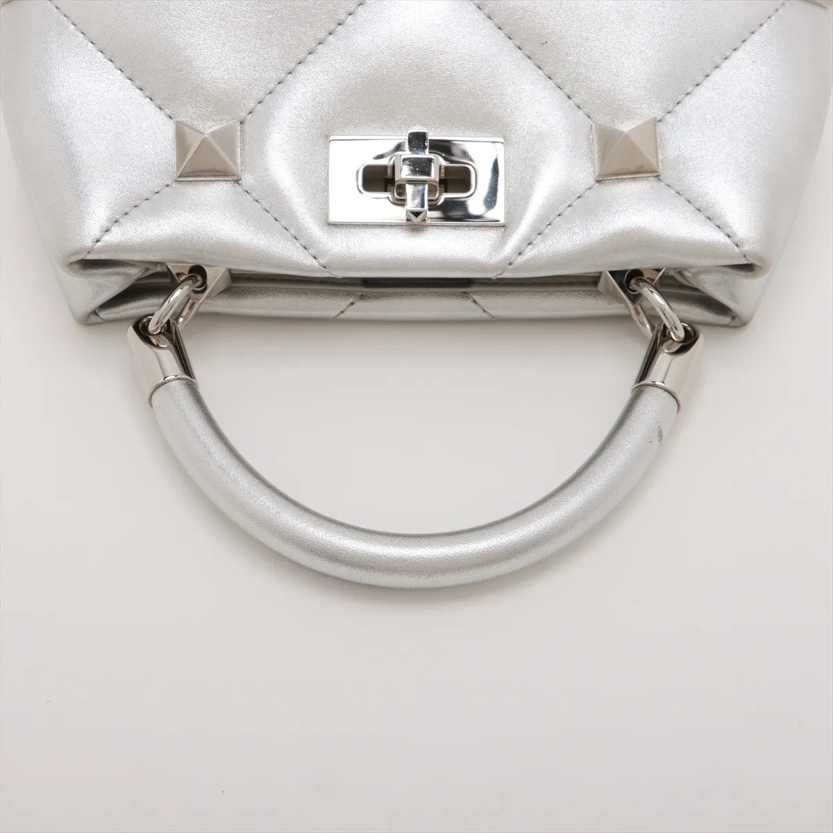 Valentino Garavani Rockstud Two-Way Shoulder Bag Metallic Silver