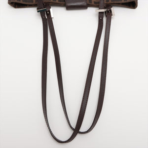 Luxury Fendi Zucca Double Long Strap Shoulder Bag Brown