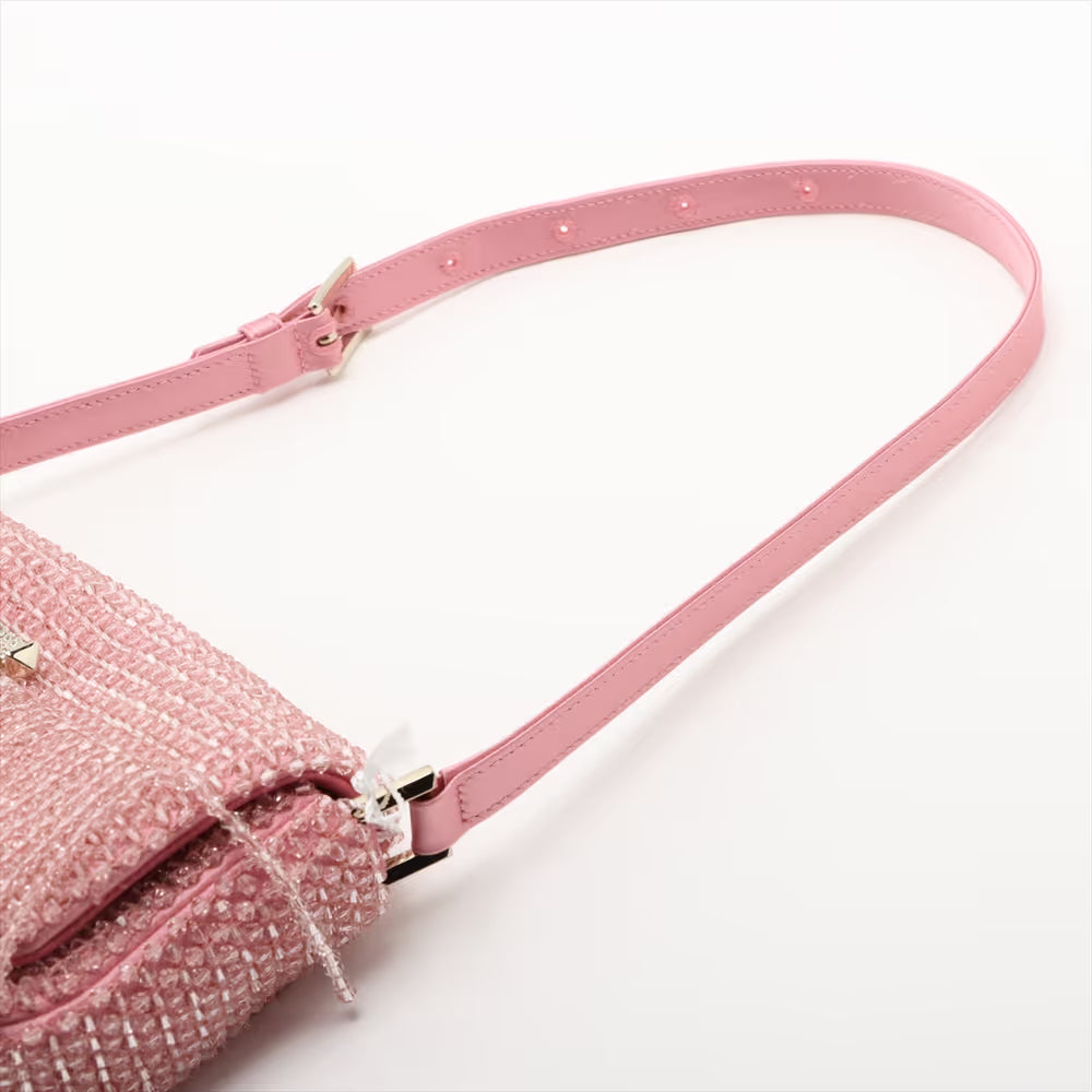 Jimmy Choo Varenne Mini Satin x Beads Shoulder Bag Pink