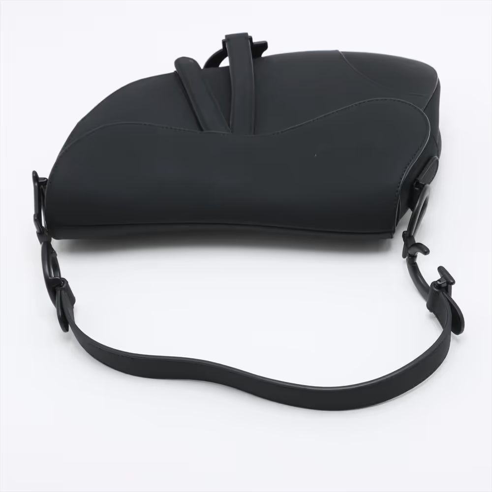 Christian Dior Saddle Leather Two-Way Shoulder Bag Black