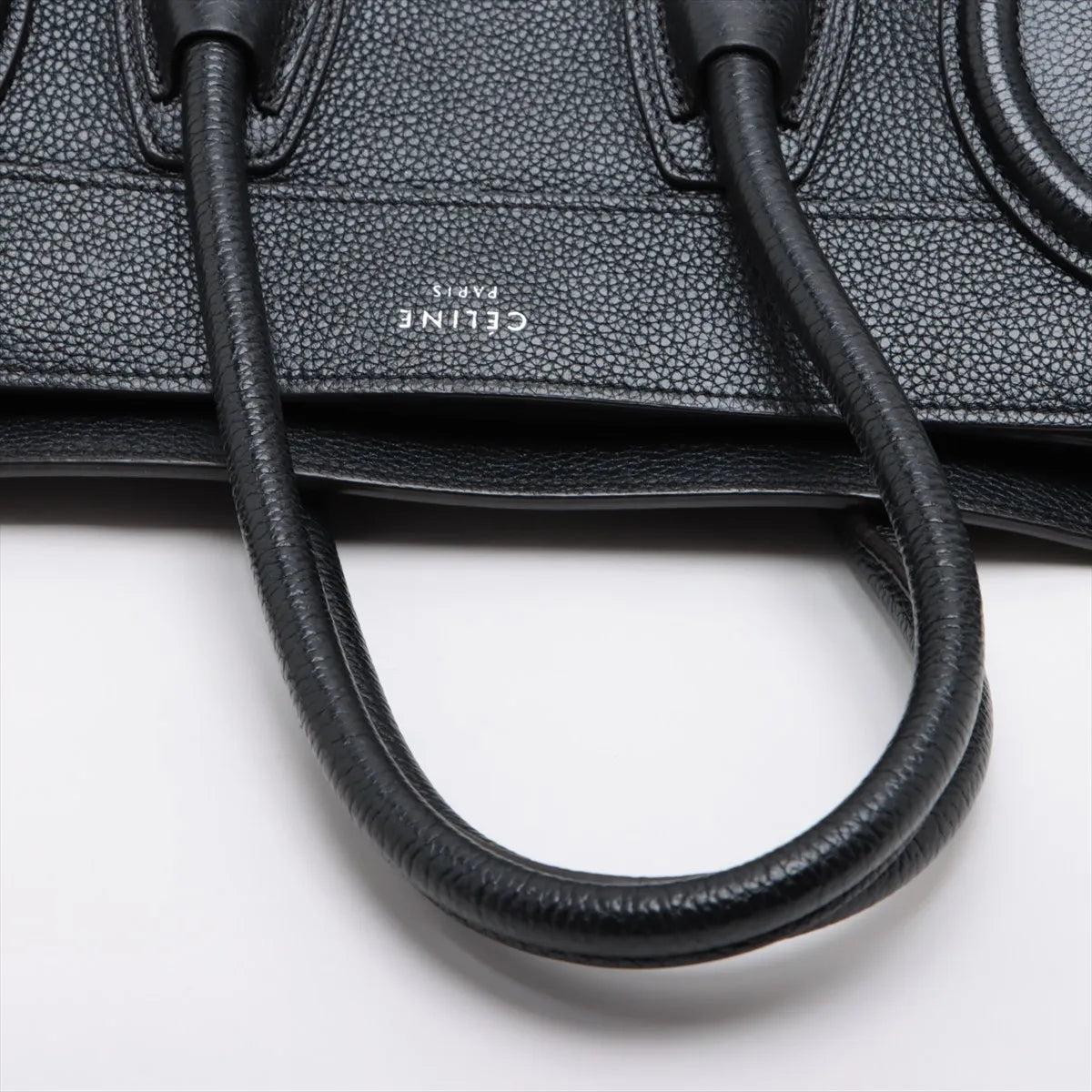 Celine Luggage Micro Shopper Leather Handbag Black