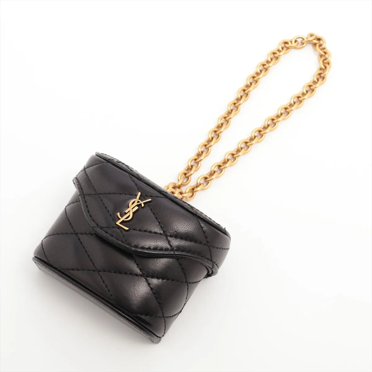 Saint Laurent Paris YSL Logo Leather Pouch Black