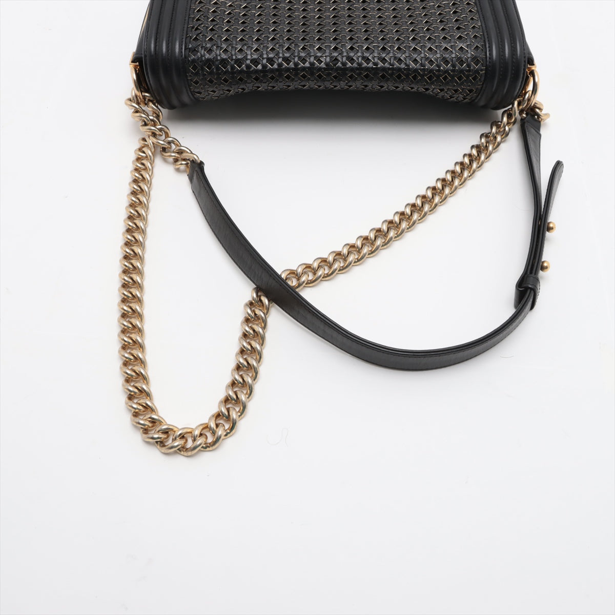 Chanel Boy 28 Limited Edition Woven Reverso Lambskin Chain Shoulder Bag Black Large * PREORDER *