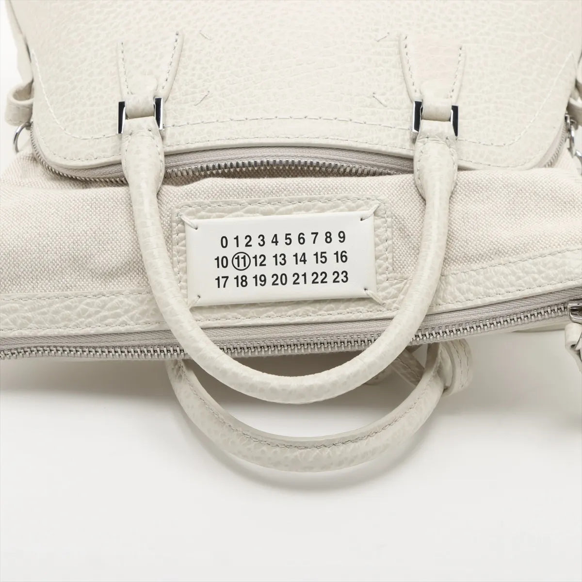 Maison Margiela 5AC Leather Canvas Two-Way Handbag White