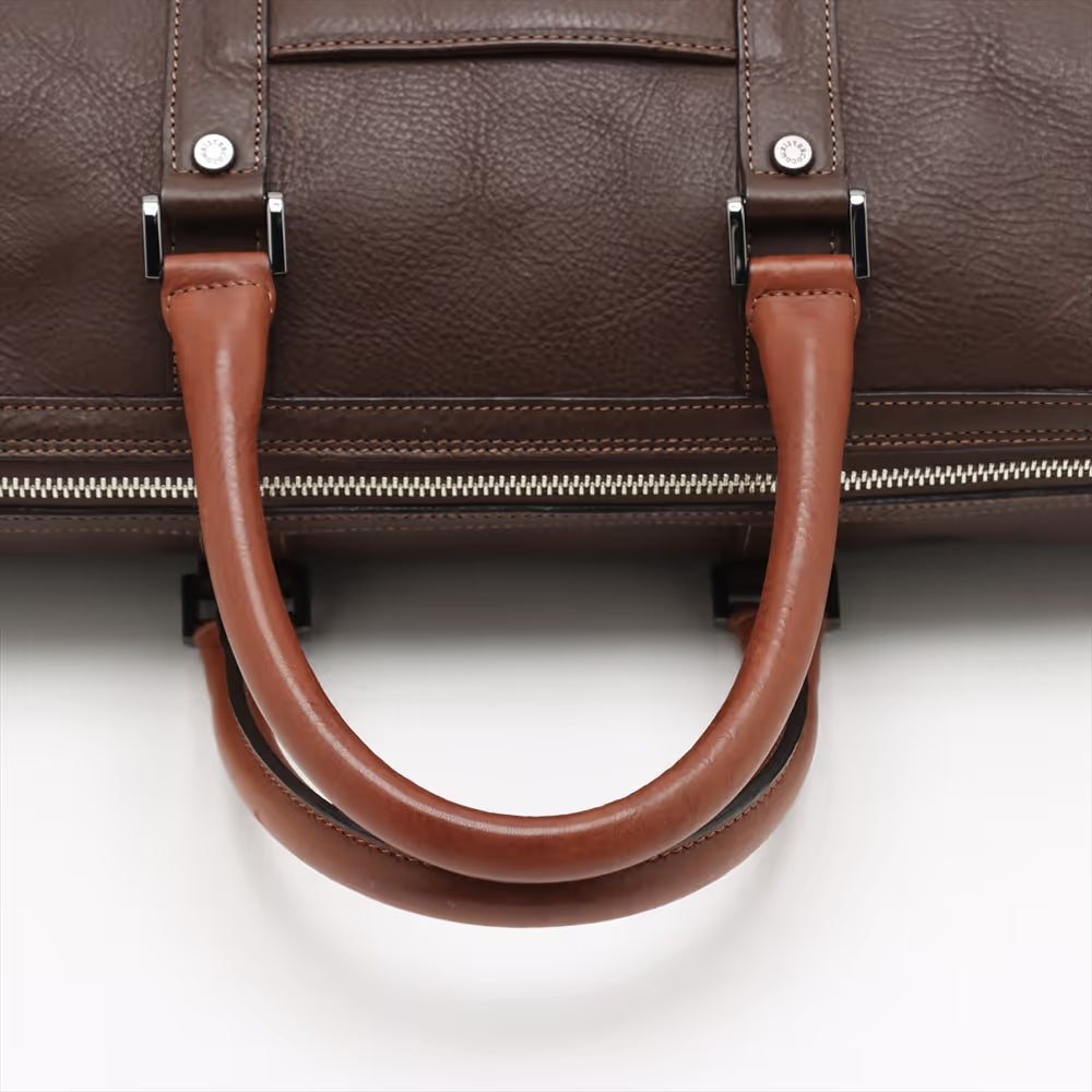 Cocomister Leather Two-Way Boston Bag Brown
