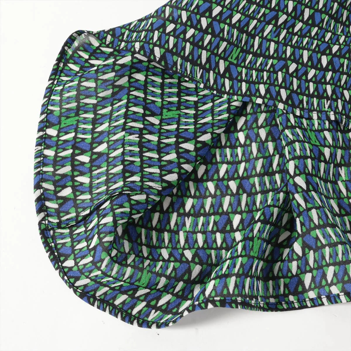 Louis Vuitton Silk Long Sleeve Dress Green x Blue