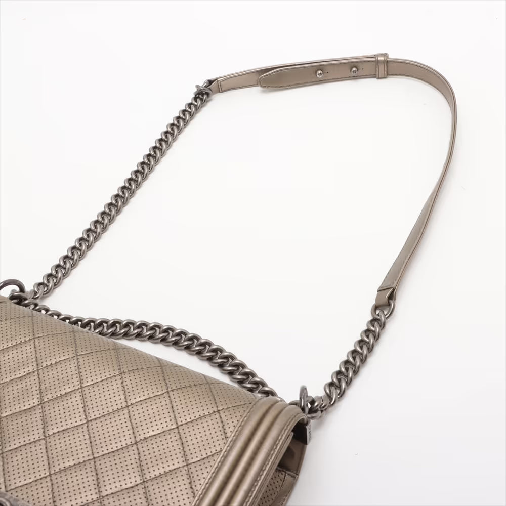Chanel Boy 28 Large Chain Shoulder Bag Gold