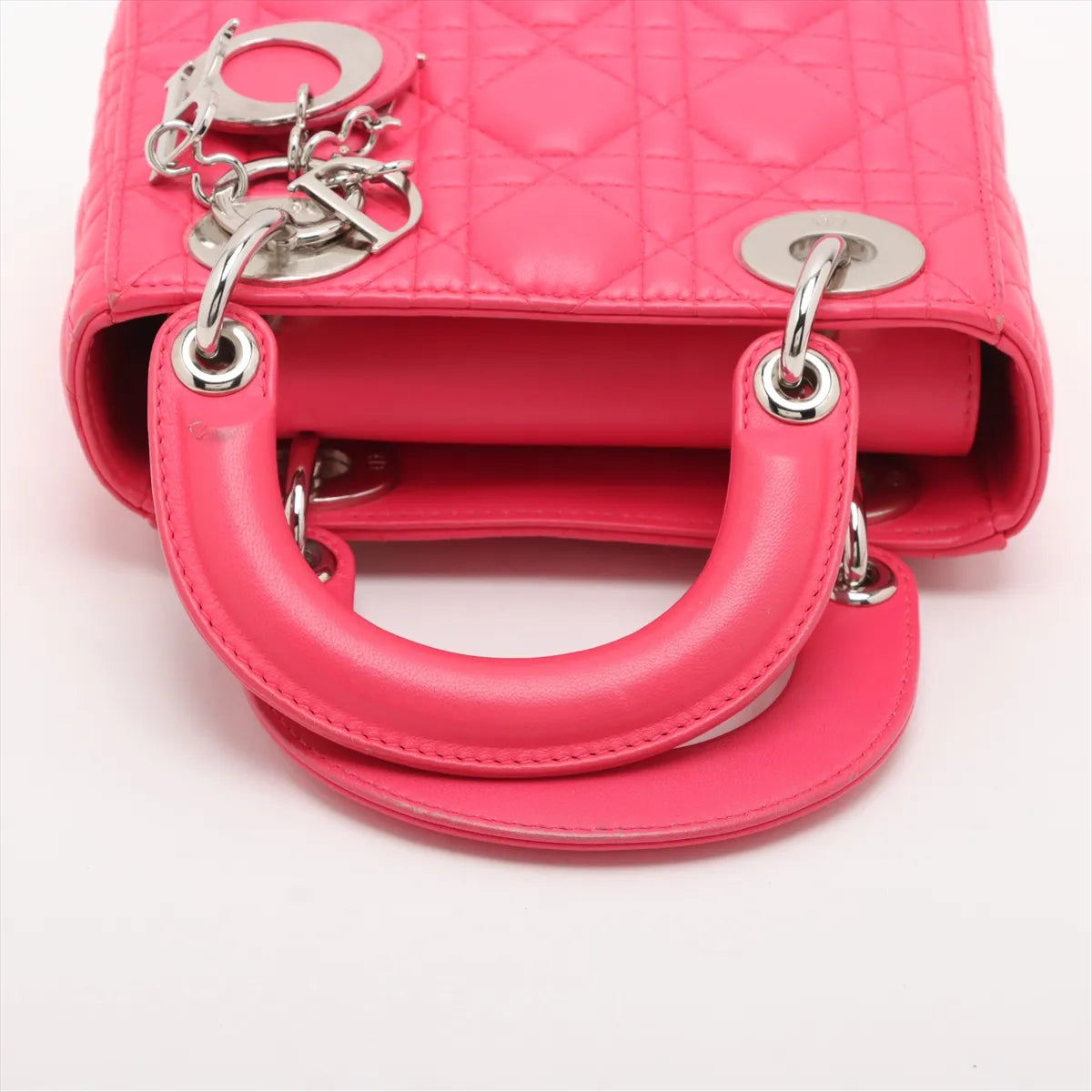 Christian Dior Lady Dior Mini Cannage Leather Two-Way Handbag Hot Pink