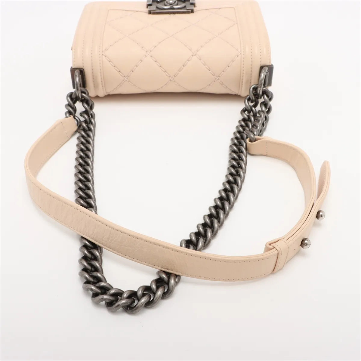 Chanel Boy Chanel 20 Small Lambskin Chain Shoulder Bag Beige