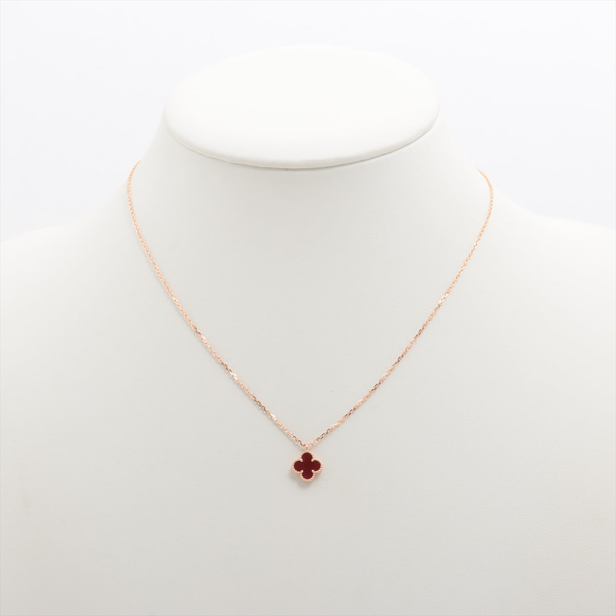 Van Cleef & Arpels Sweet Alhambra Carnelian Necklace Rose Gold