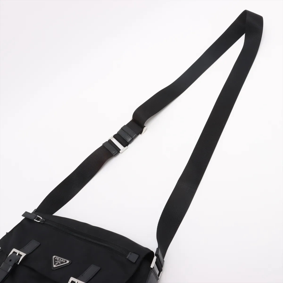 Prada Tessuto Nylon Leather Shoulder Bag Black