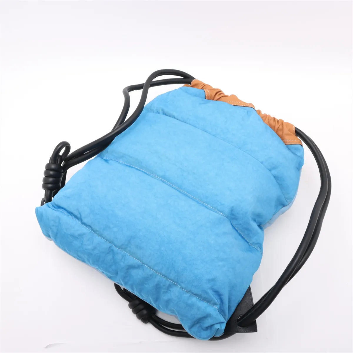 Loewe Puffy Yago Leather x Nylon Backpack Blue x Brown