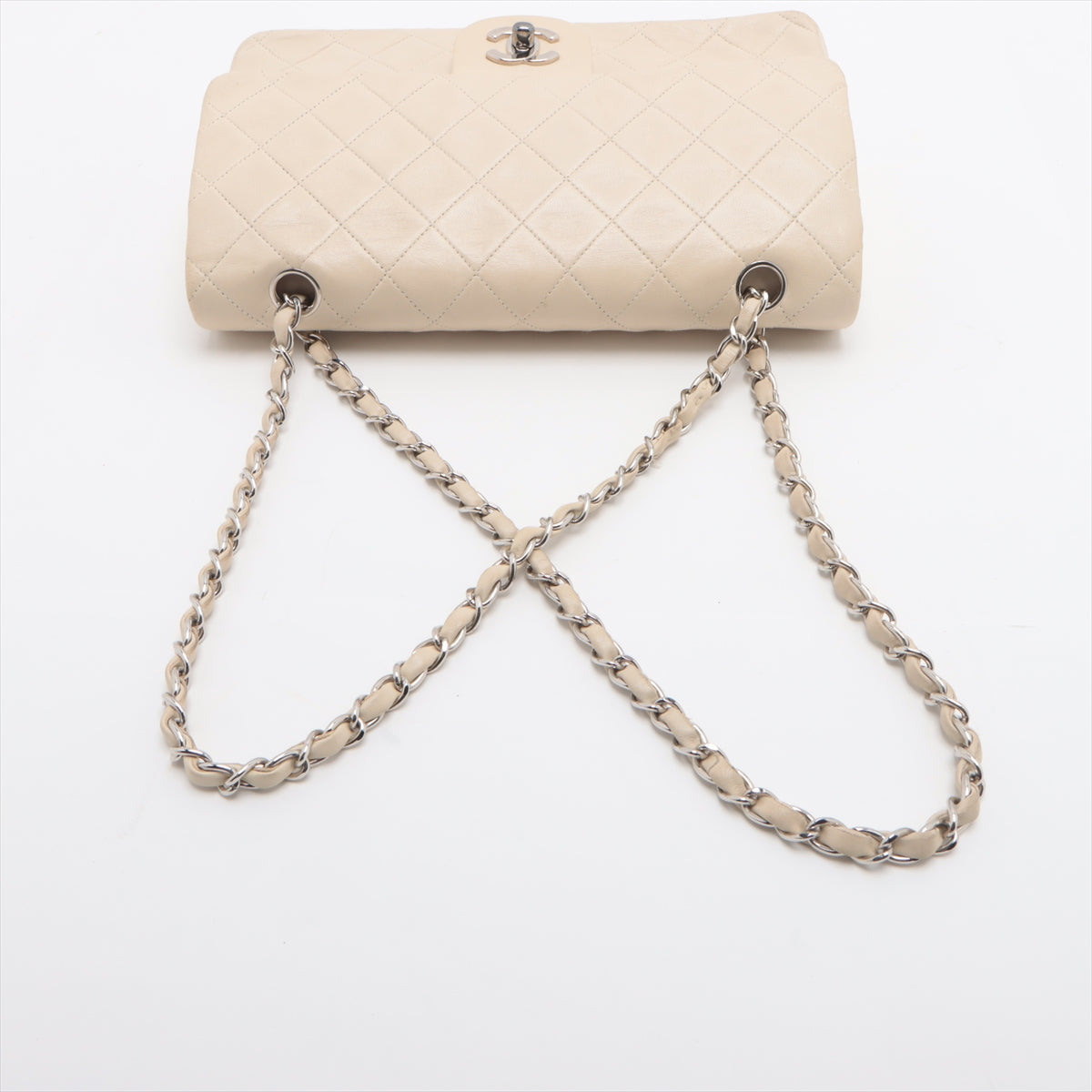 Chanel Matelasse 25 Lambskin Double Flap Double Chain Bag White