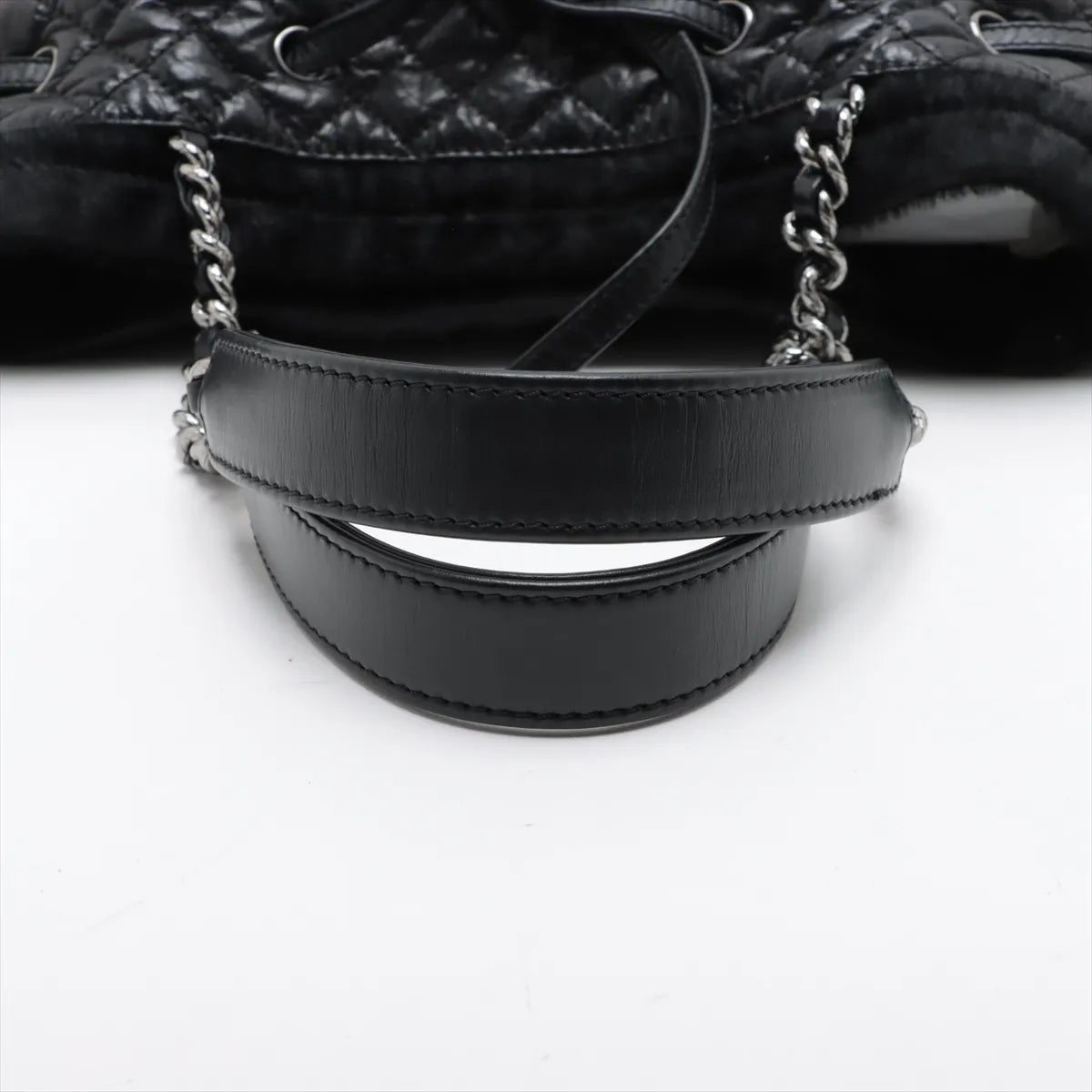 Chanel Matelasse Harako Vintage Calf Chain Tote Bag Black