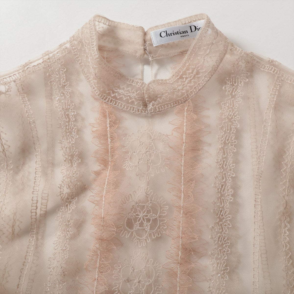 Christian Dior Embroidered and Fully Beaded Long Sleeve Blouse Beige