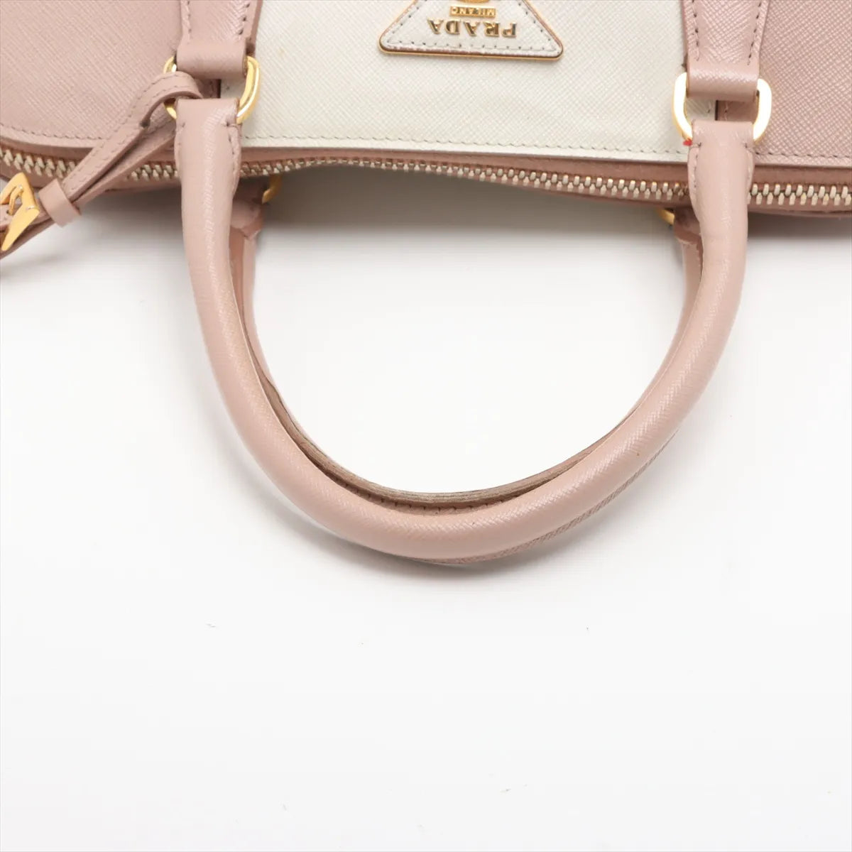 Prada Saffiano Lux Leather Two-tone Handbag Pink x White