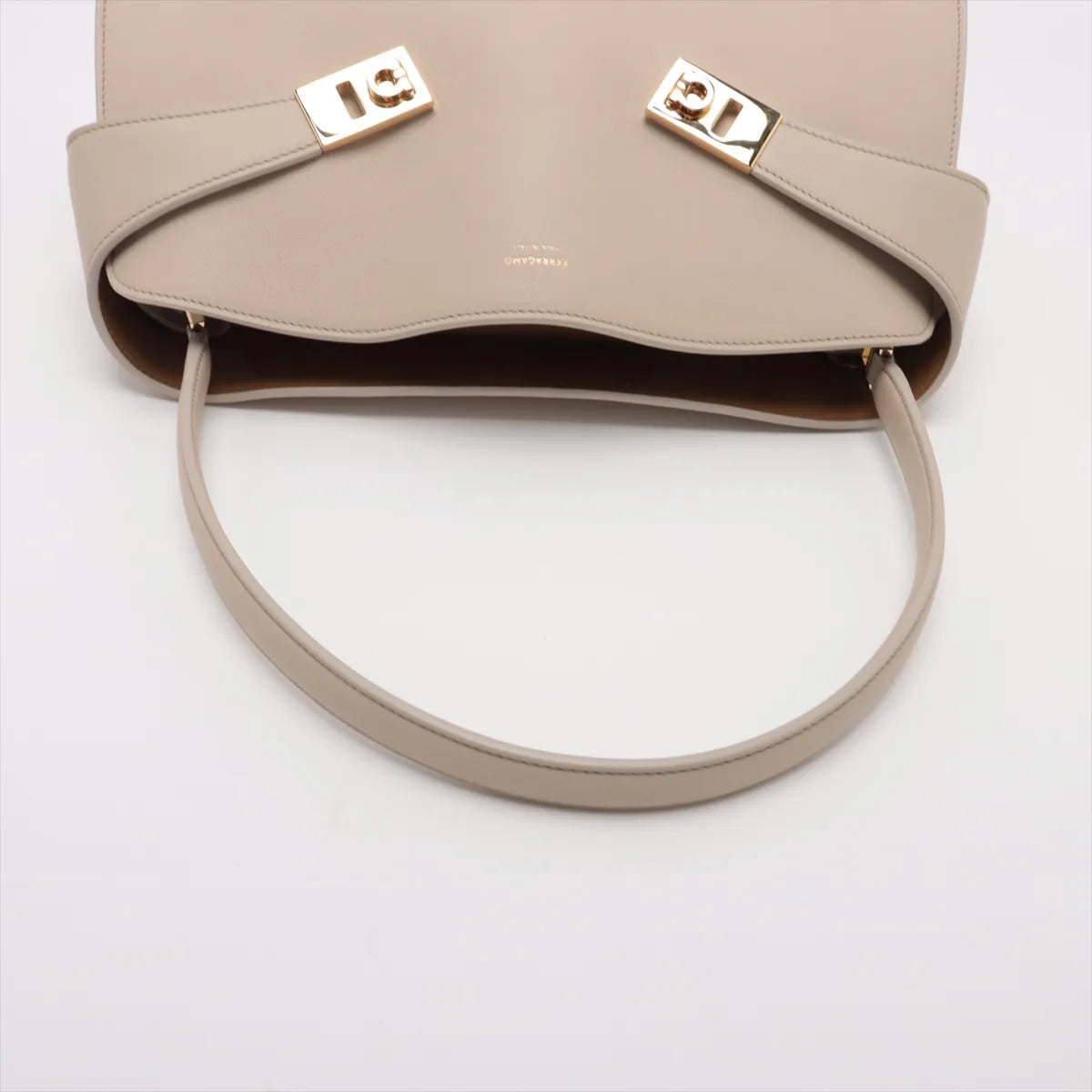 Ferragamo Hug Leather Handbag Beige