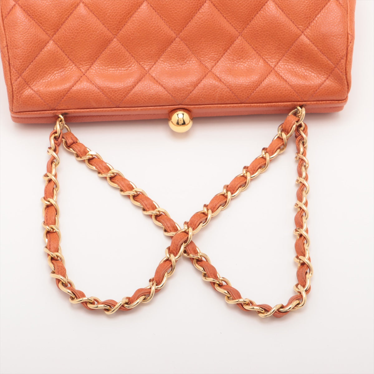 Chanel Matelasse Caviar Skin Gamaguchi Chain Shoulder Bag Orange * PREORDER *