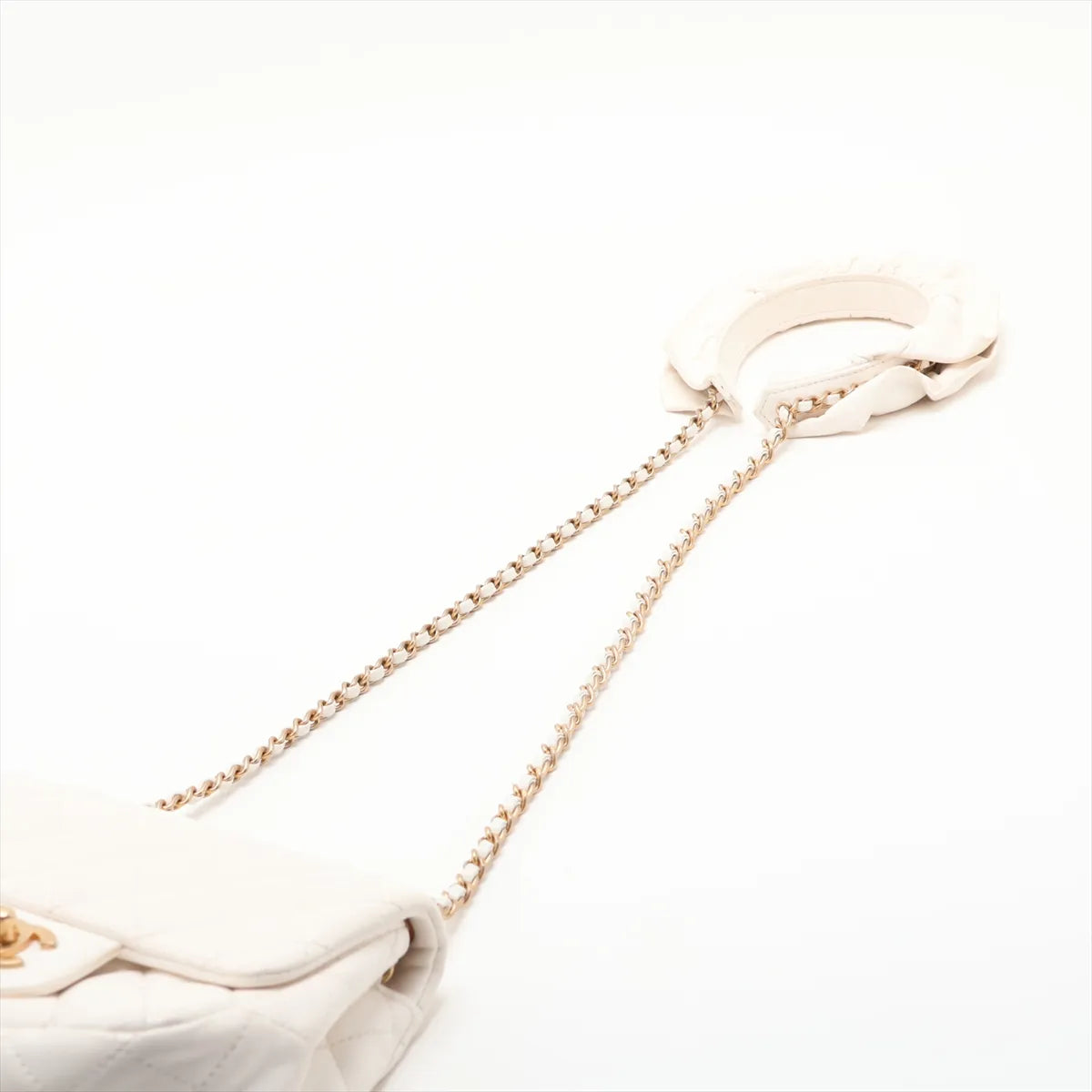 Chanel CC Logo Matelasse Lambskin Single Flap Single Chain Bag White