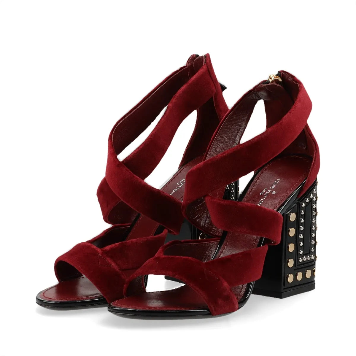 Louis Vuitton Velour Leather Sandals Bordeaux x Black