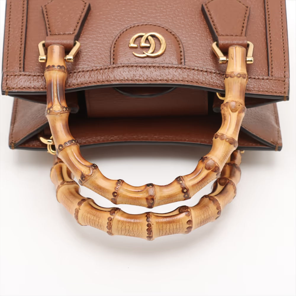 Gucci Bamboo Diana Leather Two-Way Handbag Brown