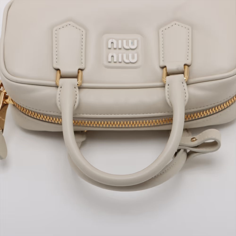 Miu Miu Arcadie Leather Two-Way Handbag White