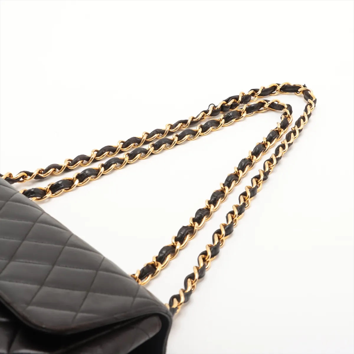 Chanel Dekamatrasse 30 Large Lambskin Double Flap Double Chain Bag Black