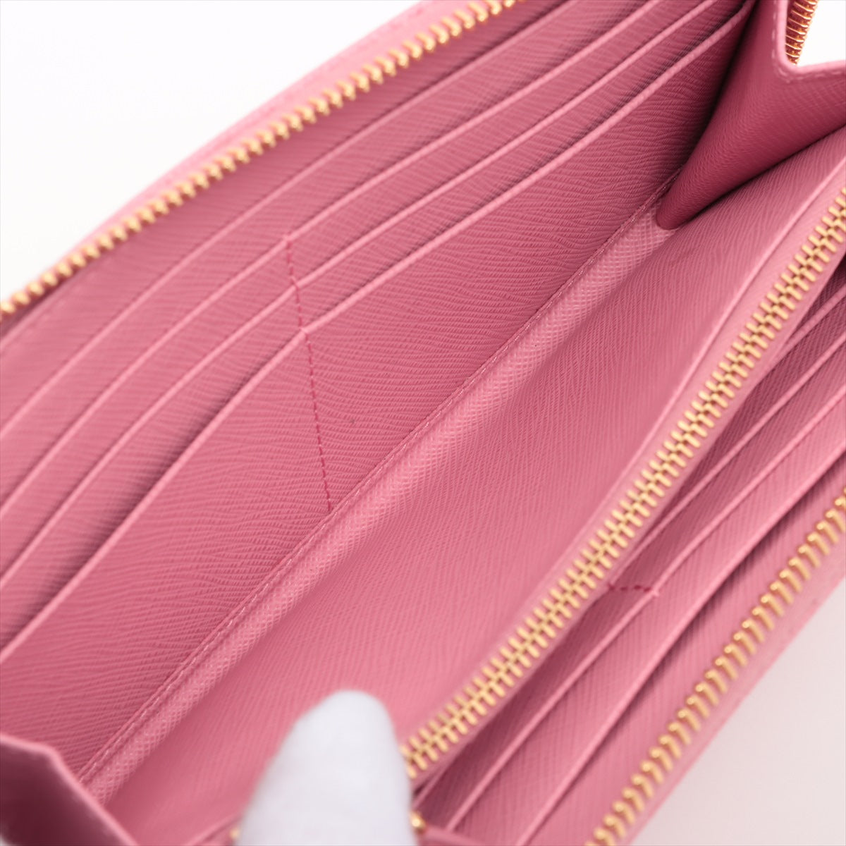 Prada Saffiano Leather Zippy Long Wallet Pink