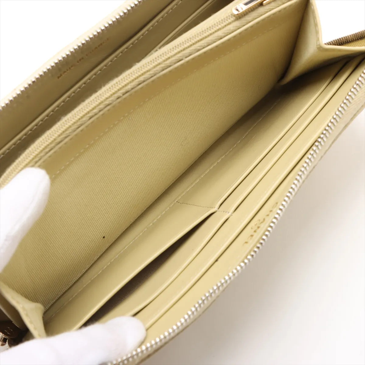 Chanel CC Logo Matelasse Caviar Skin Zippy Wallet Yellow