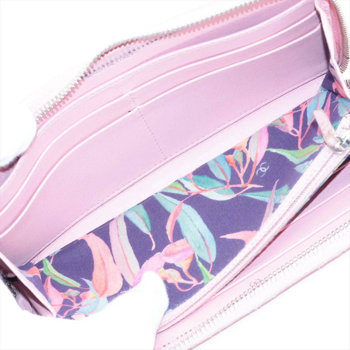 Chanel Wild Stitch Leather Zippy Long Wallet Pink