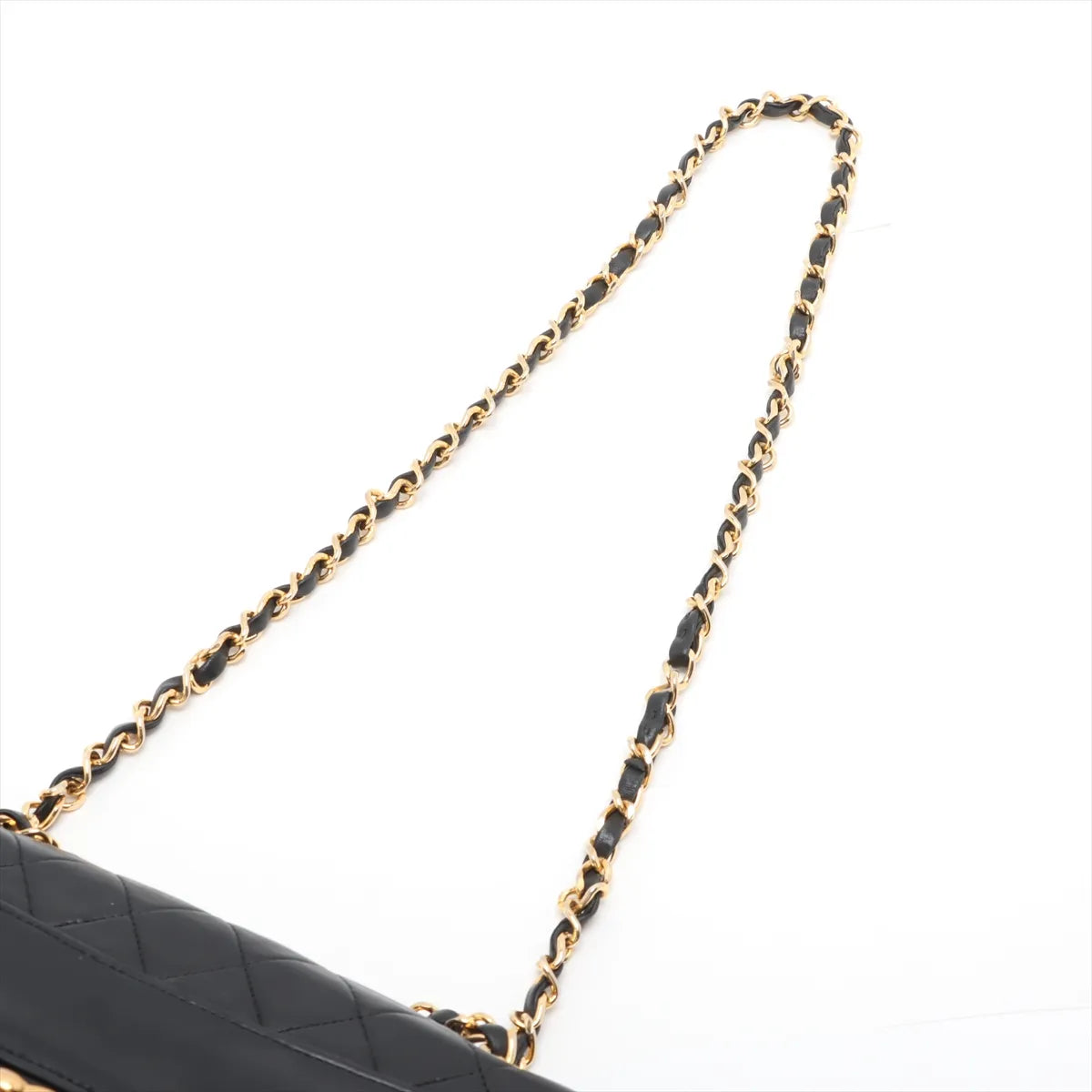 Chanel Vintage CC Logo Matelasse Lambskin Single Flap Double Chain Bag Black
