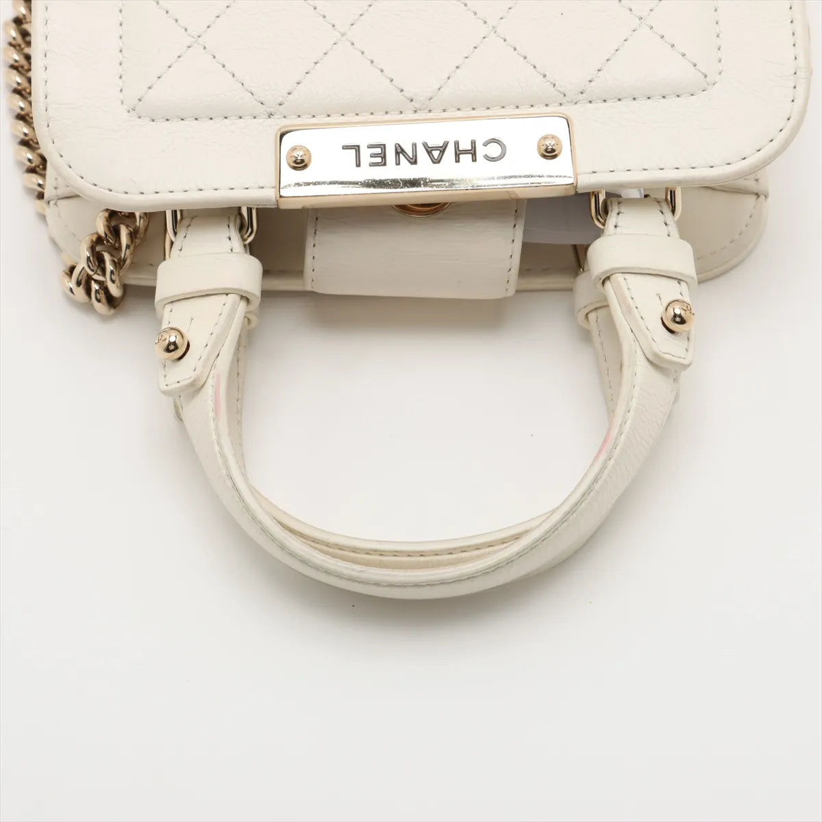 Chanel Matelasse Leather Two-Way Shoulder Bag White
