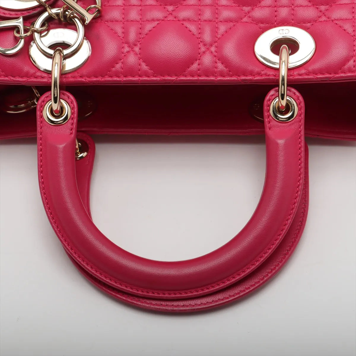 Christian Dior Lady Dior Cannage Leather Handbag Hot Pink