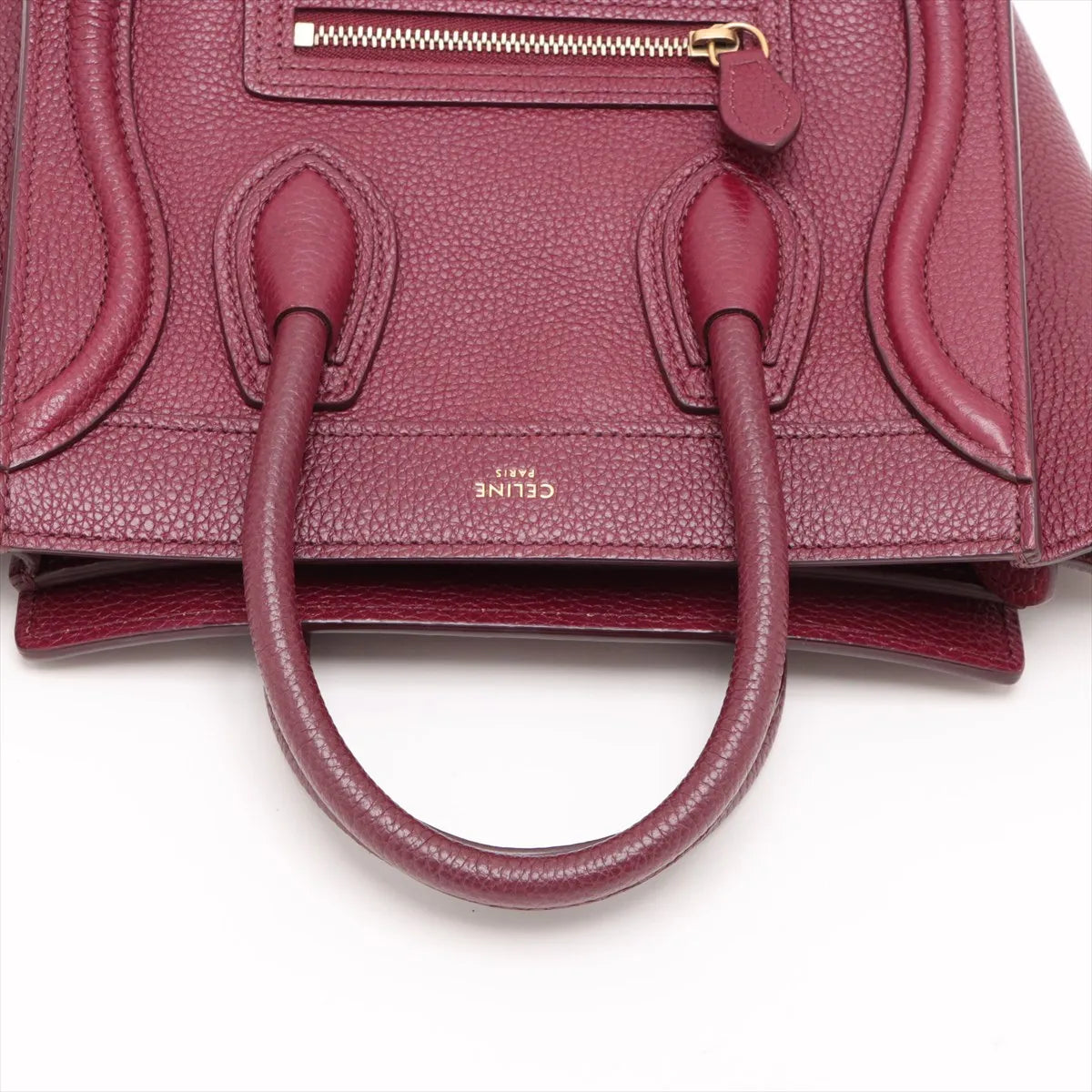 Celine Luggage Nano Shopper Leather Two-Way Shoulder Bag Bordeaux