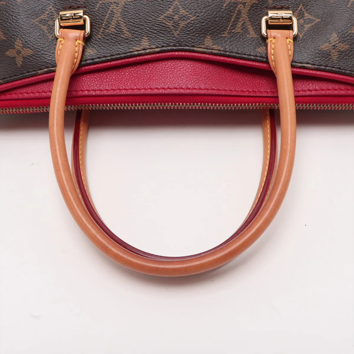 Louis Vuitton Monogram Pallas Handbag Brown x Red