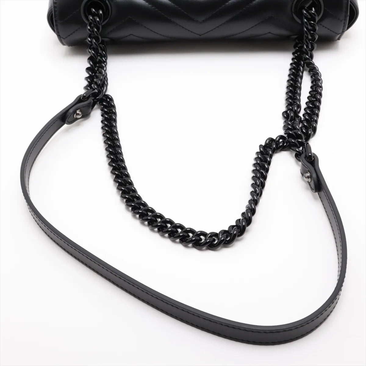 Gucci GG Logo Marmont Leather Chain Shoulder Bag Black