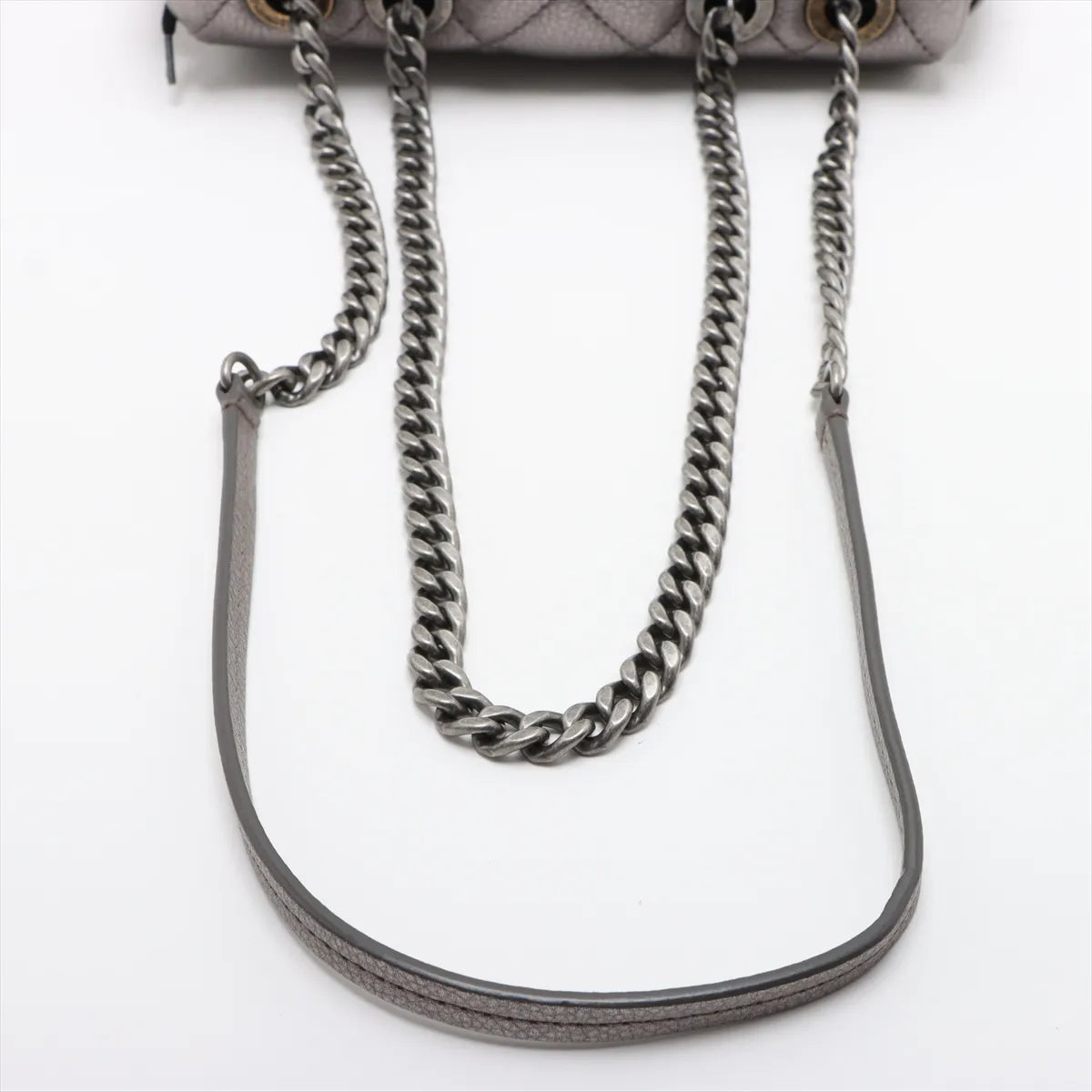 Chanel Matelasse Leather Single Flap Double Chain Bag Silver