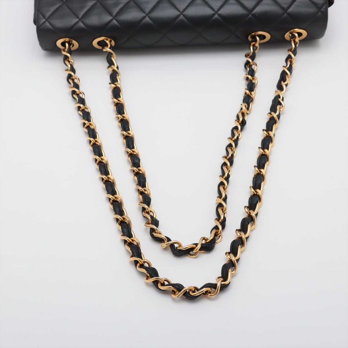 Chanel Matelasse Maxi Lambskin Single Flap Double Chain Bag Black