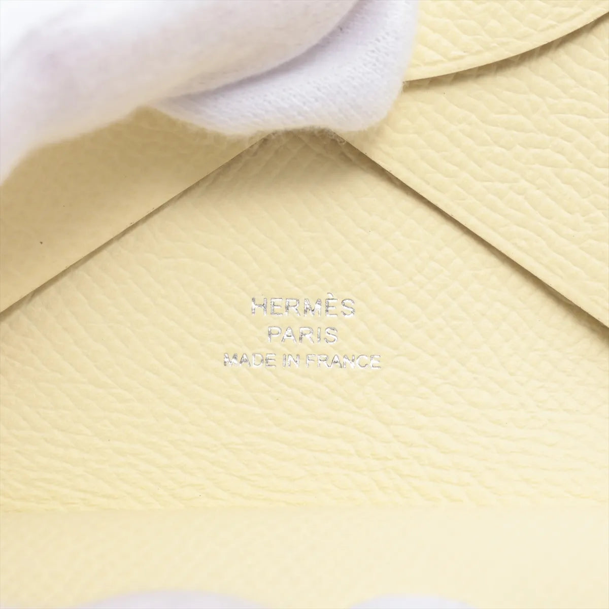 Hermès Calvi Duo Veau Epsom Coin Purse Cream Yellow