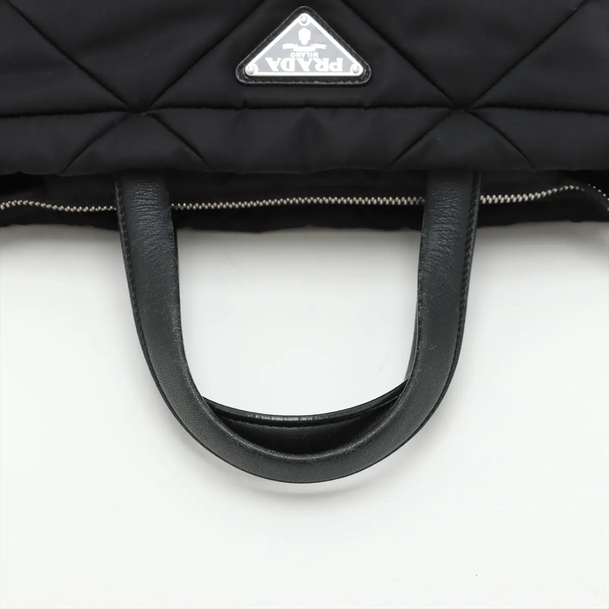 Prada Tessuto Matelasse Nylon Leather Two-Way Tote Handbag Black