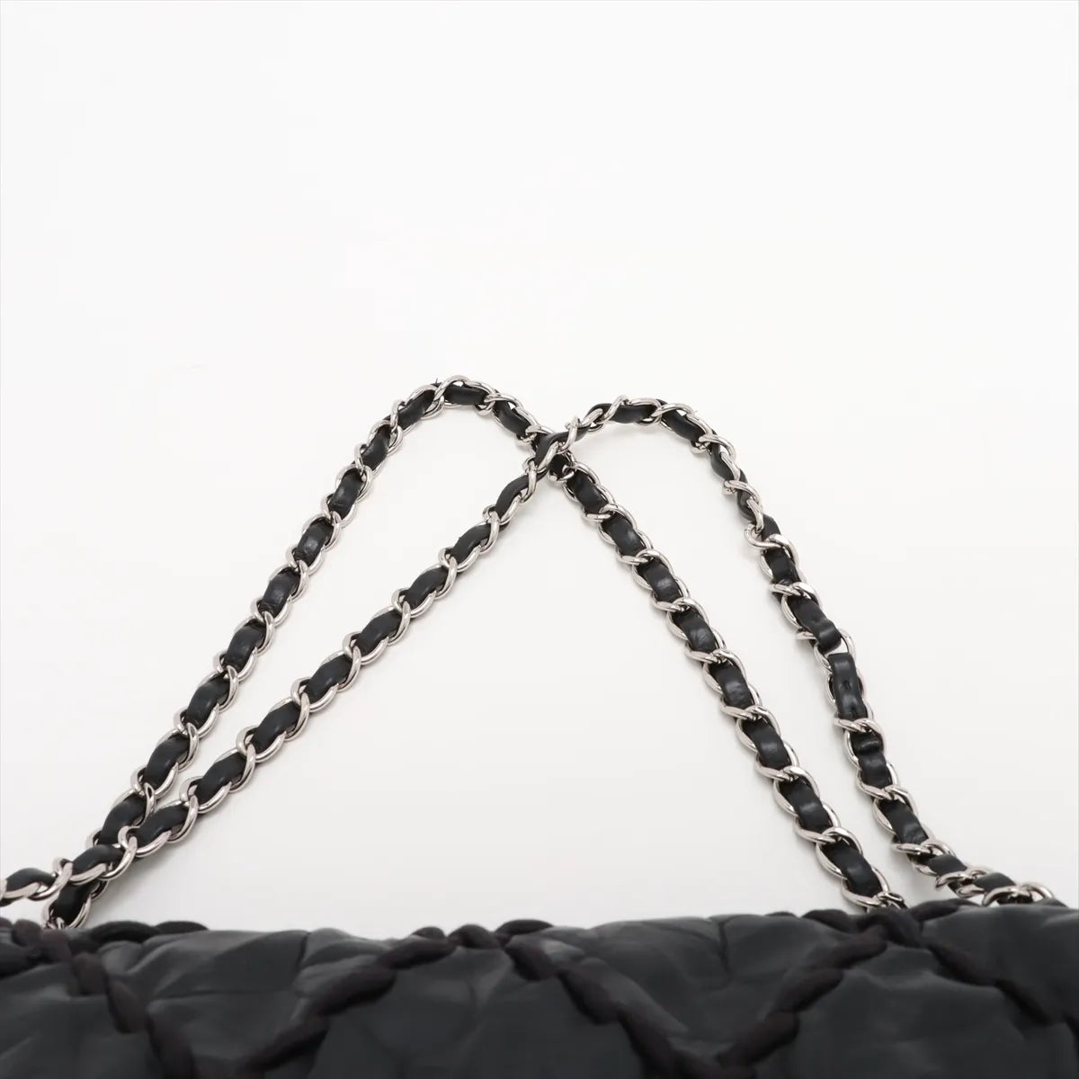 Chanel CC Logo Ultra Stitch Matelasse Single Flap Double Chain Bag Black
