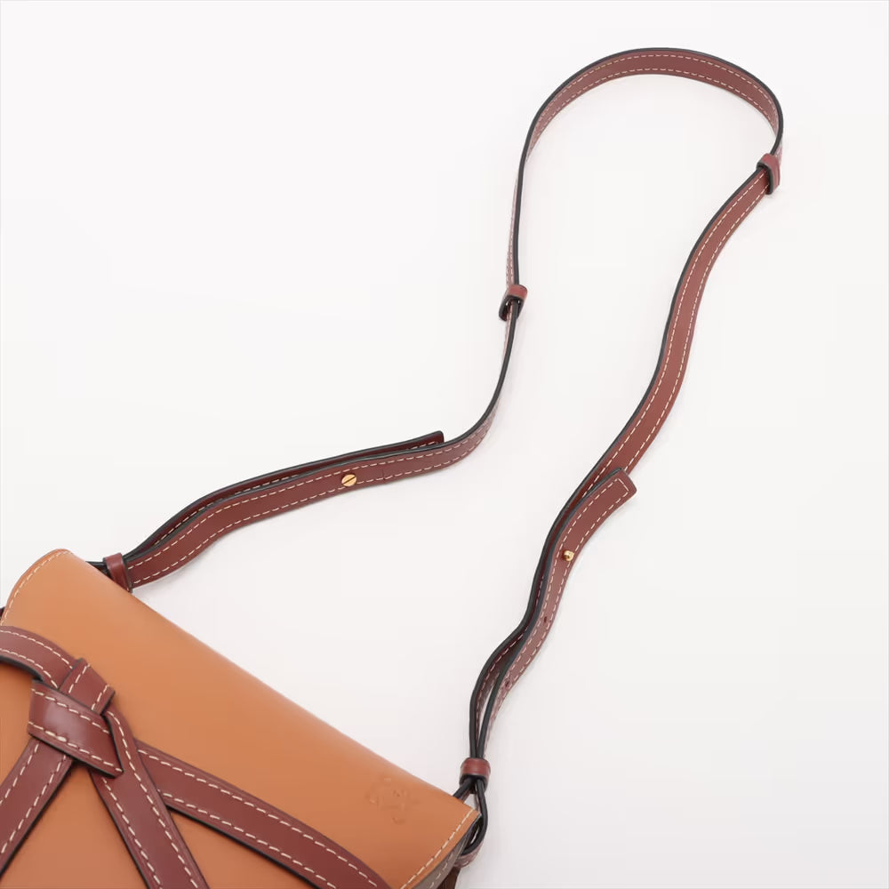 Loewe Gate Small Leather Shoulder Bag Brown x Gray