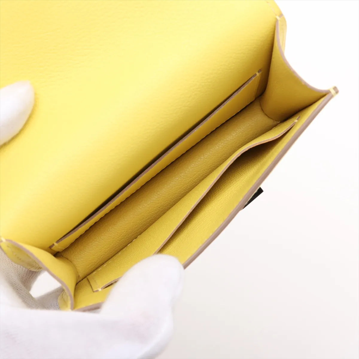 Hermès Constance Slim Evercolor Compact Wallet Yellow