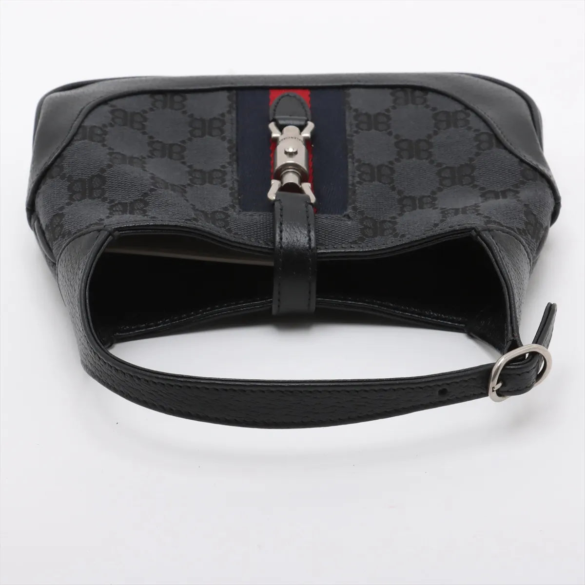 Gucci x Balenciaga Jackie Canvas Leather Two-Way Shoulder Bag Black
