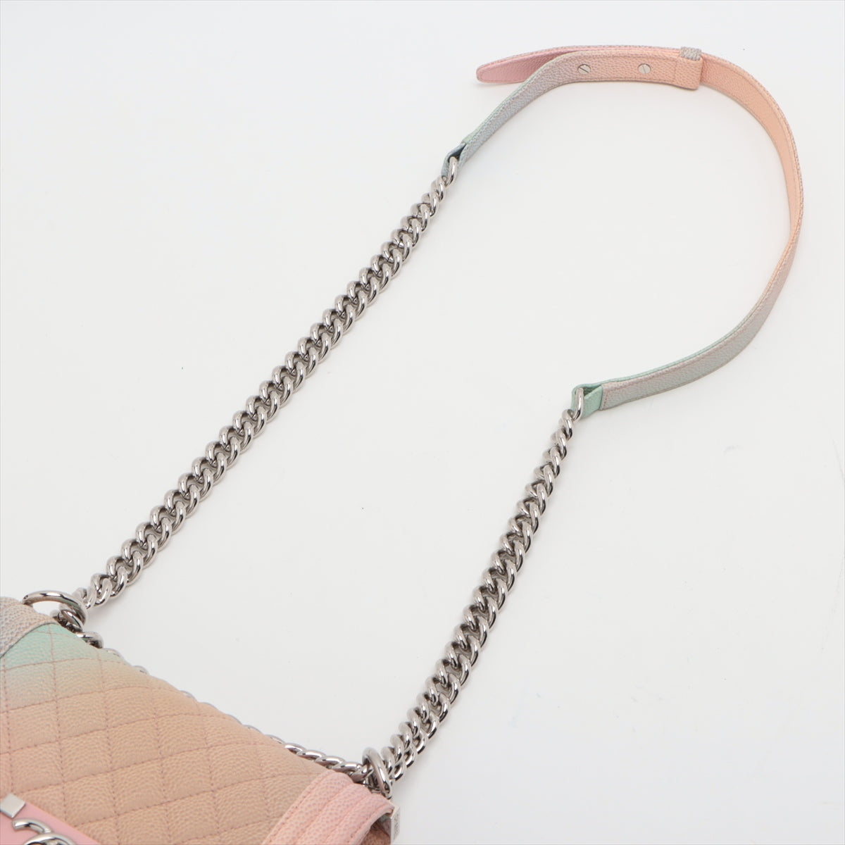 Chanel Boy 20 Small Caviar Skin Chain Shoulder Bag Pastel Rainbow