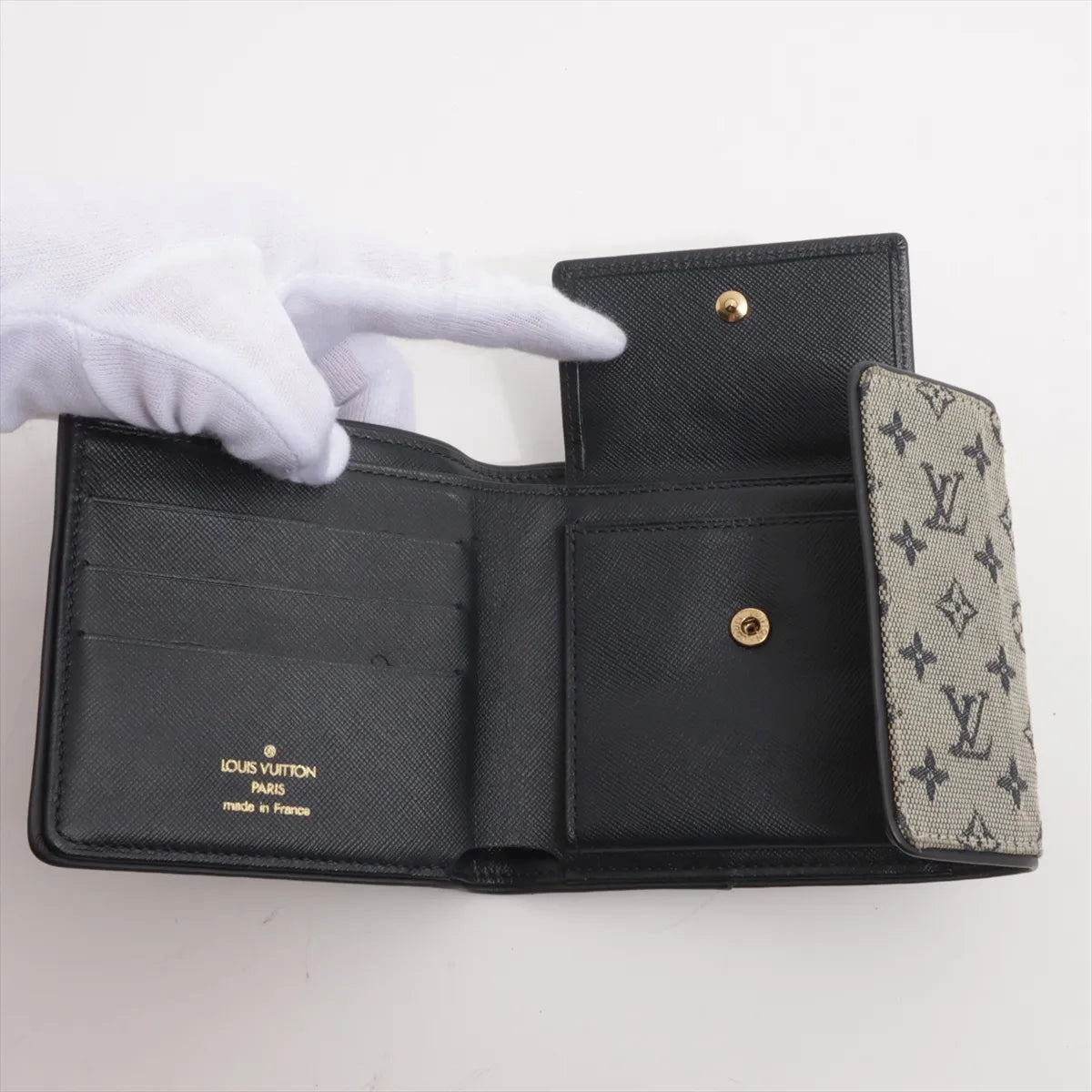 Louis Vuitton Monogram Mini Lin Compact Wallet Gray