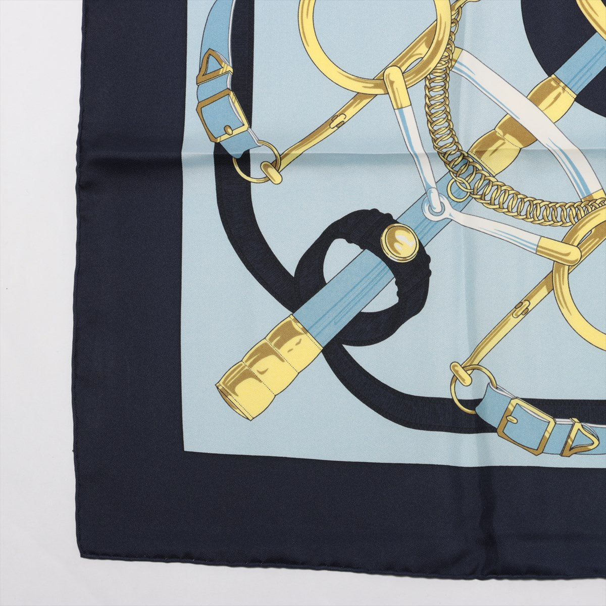 Hermès Eperon d'or Golden Spur Scarf  Navy Blue