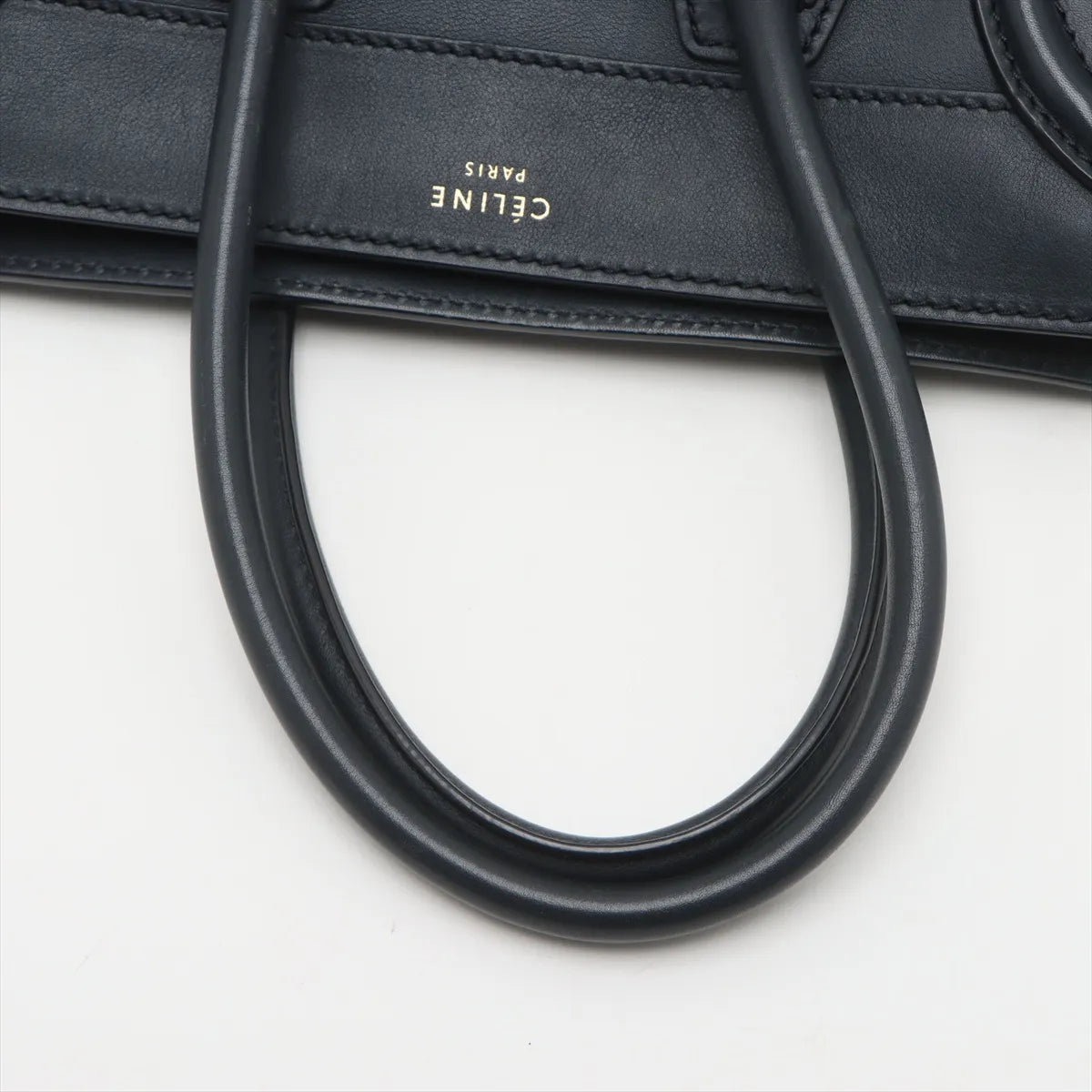 Celine Luggage Micro Shopper Leather Hand bag Navy Blue