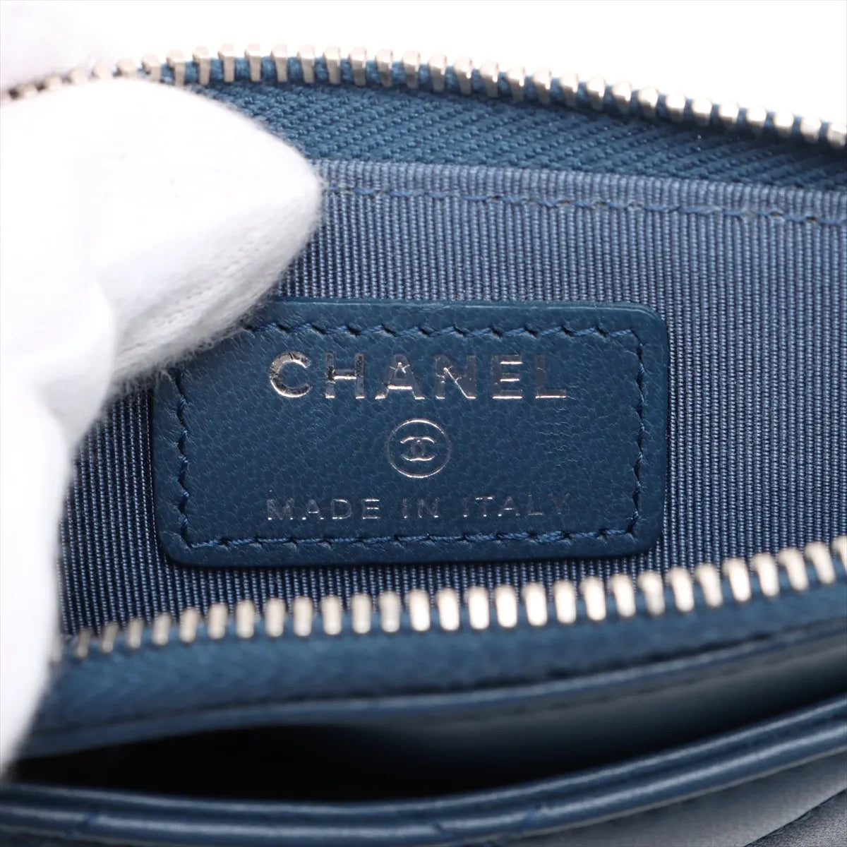 Chanel CC Logo Matelasse Lambskin Long Wallet Blue