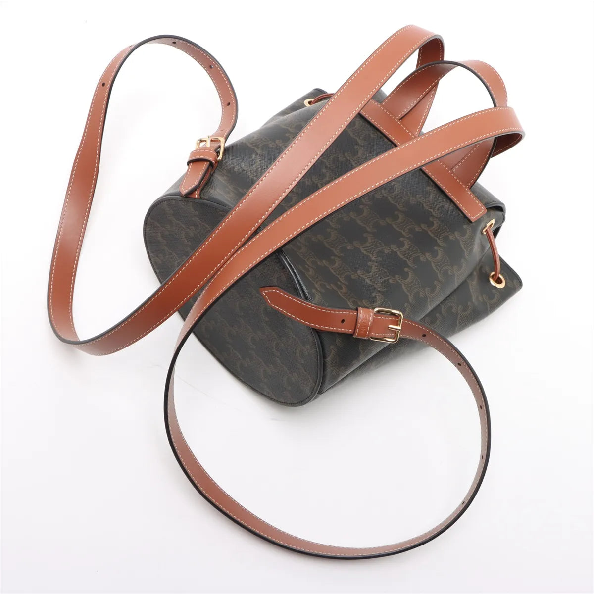 Celine Triomphe Bonnie Leather Backpack Brown